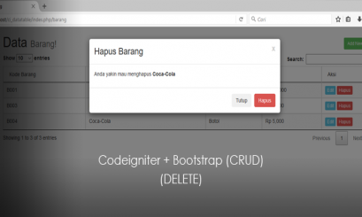  Delete data ke database dengan codeigniter dan bootstrap